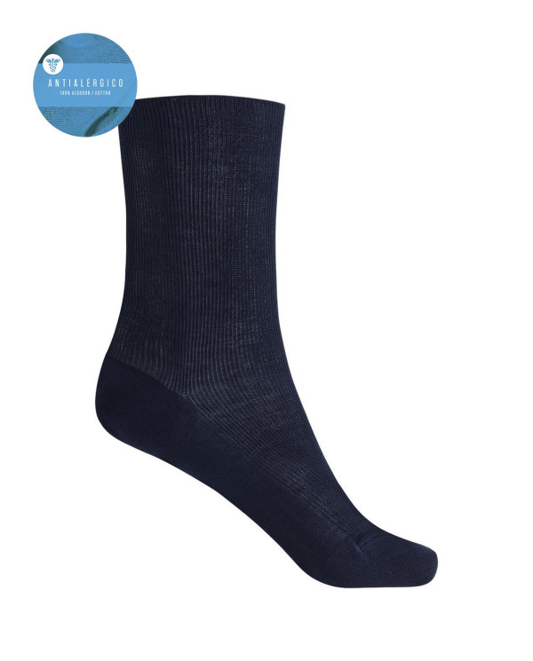 Ribbed Mercerized Cotton Socks - Antialérgico Color Navy - 1