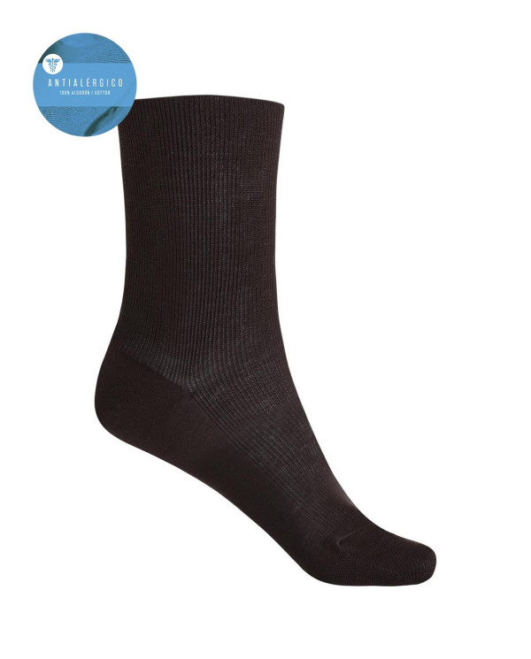 Ribbed Mercerized Cotton Socks - Antialérgico Color Brown - 1