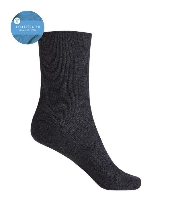 Chaussettes côtelées en coton mercerisé - Antialérgico Couleur Gris fonce - 1