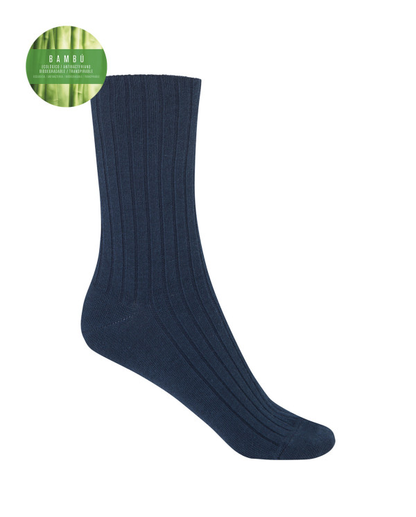 Ribbed bamboo socks - anti-pressure cuff Color Navy - 1