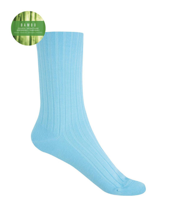 Ribbed bamboo socks - anti-pressure cuff Color Blue - 1