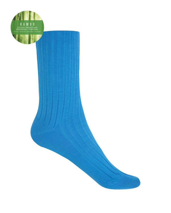 Ribbed bamboo socks - anti-pressure cuff Color Blue - 1