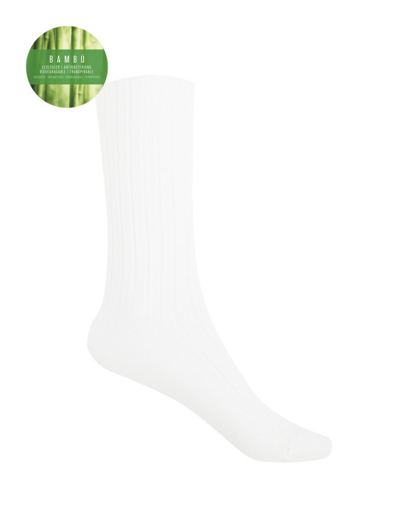 Ribbed bamboo socks - anti-pressure cuff Color Ivory - 1