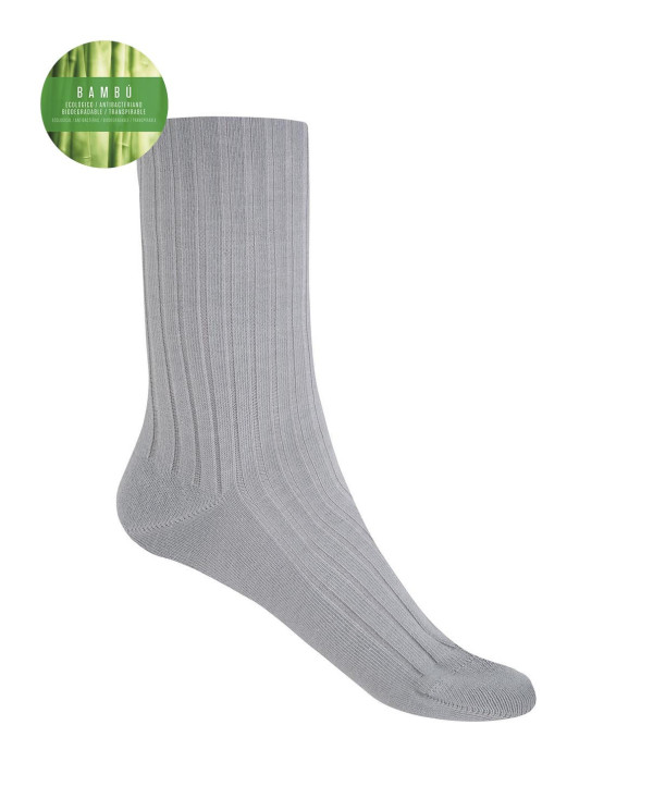 Ribbed bamboo socks - anti-pressure cuff Color Grey - 1