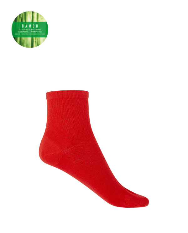 Chaussettes unies en bambou Couleur Rouge - 1