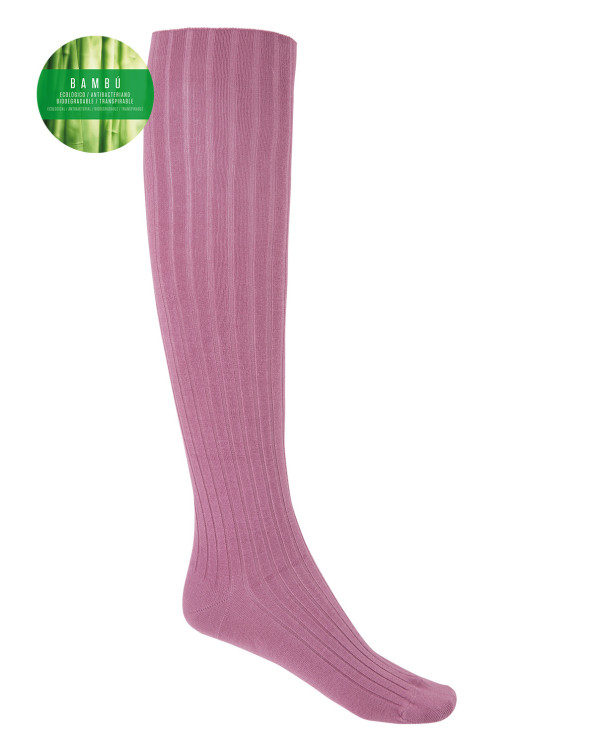 Calcetines de Rich bambú de canalé Color Malva - 1