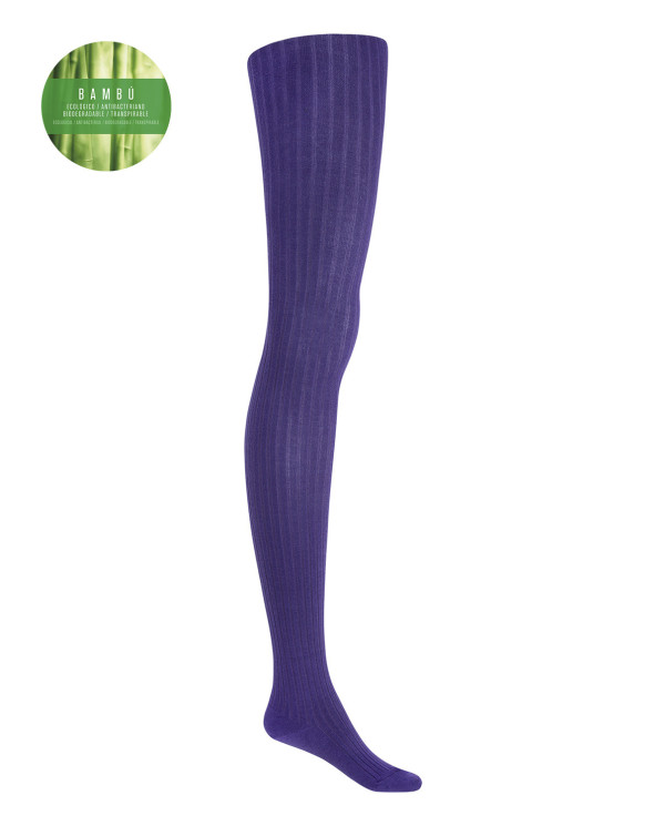 Rich ribbed bamboo tights Color Lilac - 1