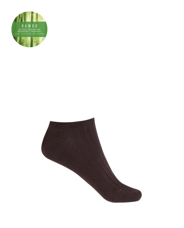 Bamboo socks with ribbed Color Brown - 1