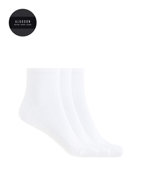 Pack of 3 plain cotton socks - Basix Color White - 1