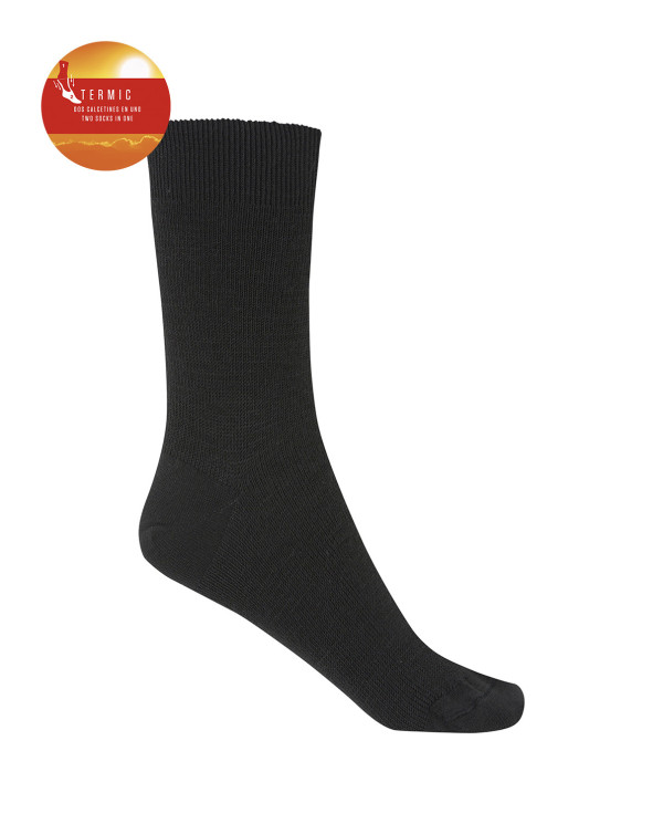 Chaussettes ourlet uni - Thermique Couleur Noir - 1