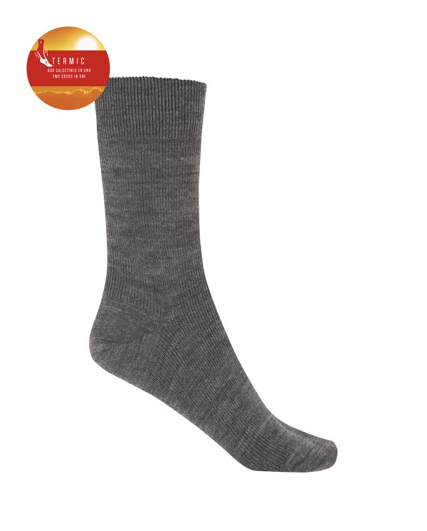 Chaussettes ourlet uni - Thermique Couleur Gris - 1