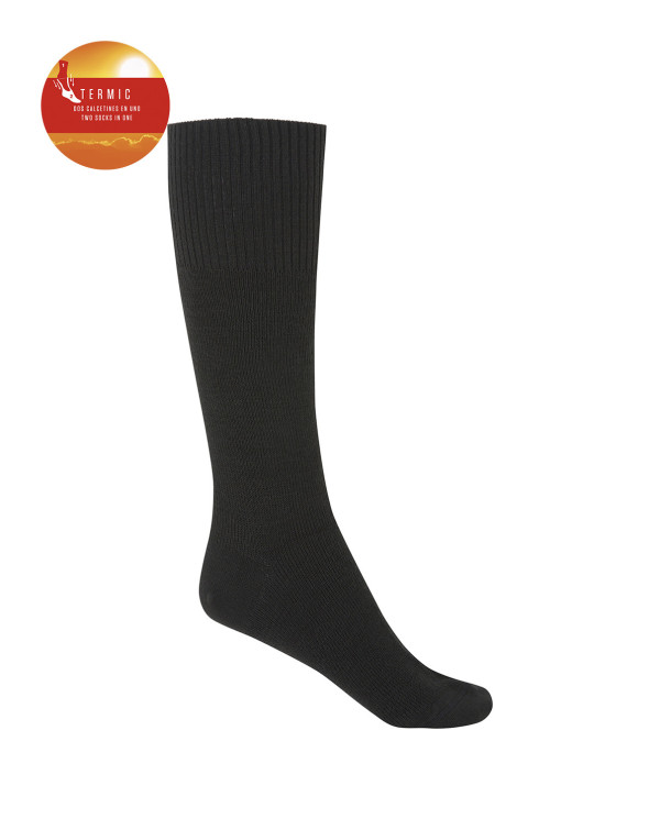 Chaussettes ourlet uni - Thermique Couleur Noir - 1