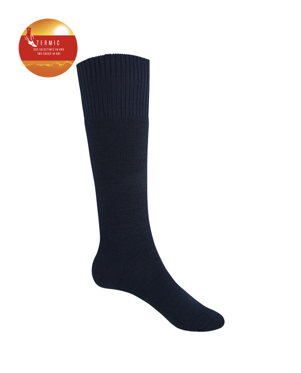 Chaussettes ourlet uni - Thermique Couleur Bleu marine - 1