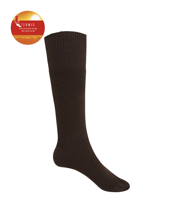 Chaussettes ourlet uni - Thermique Couleur Marron - 1