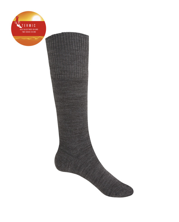 Chaussettes ourlet uni - Thermique Couleur Gris - 1