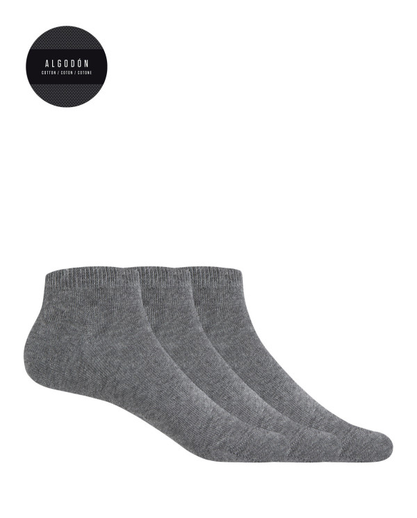 Pack de 3 calcetines de algodón lisos - Basix Color Gris - 1