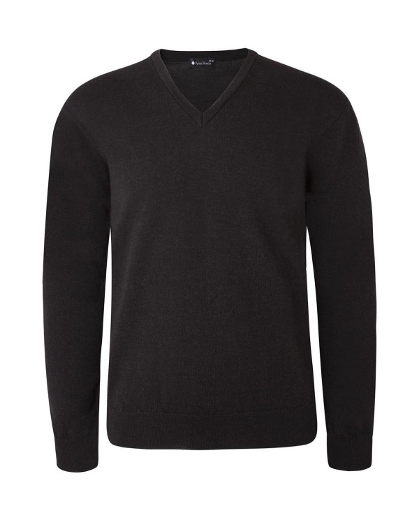 Sweater V-neck, merino wool Color Brown - 1