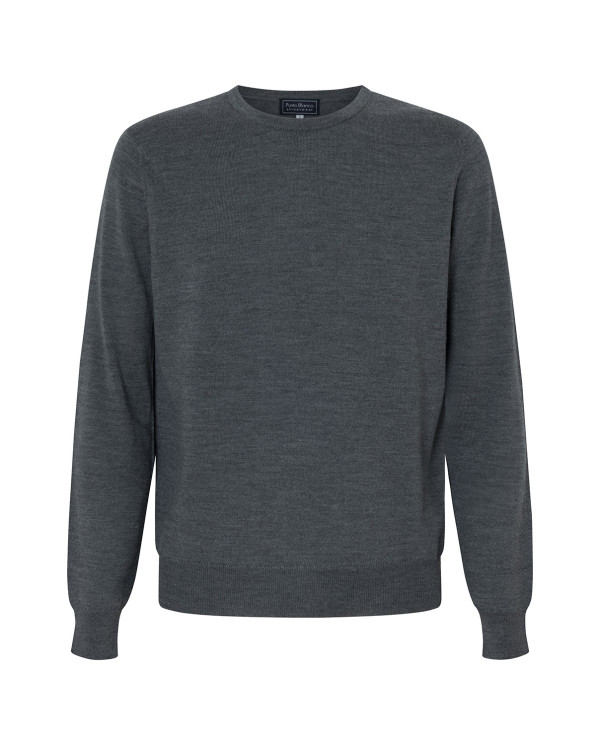 Sweater round neck, merino wool Color Grey - 1