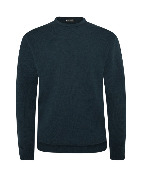 Sweater round neck, merino wool Color Petroleum - 1