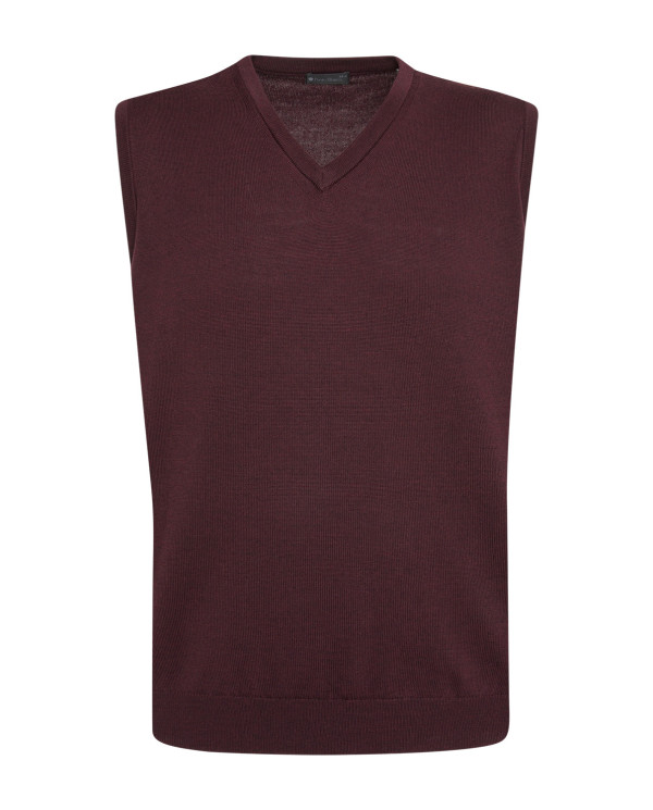 Waistcoat V-neck, merino wool Color Burgundy - 1