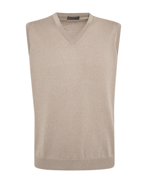 Waistcoat V-neck, merino wool Color Beige - 1