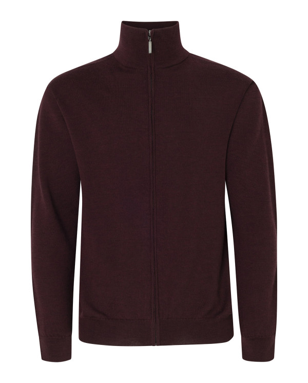 Jacket with zipper, merino wool Color Burgundy - 1