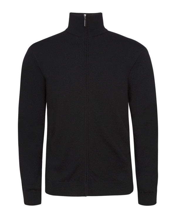 Jacket with zipper, merino wool Color Black - 1