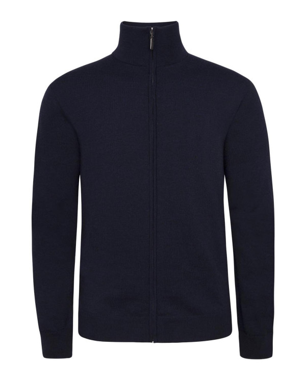 Jacket with zipper, merino wool Color Navy - 1