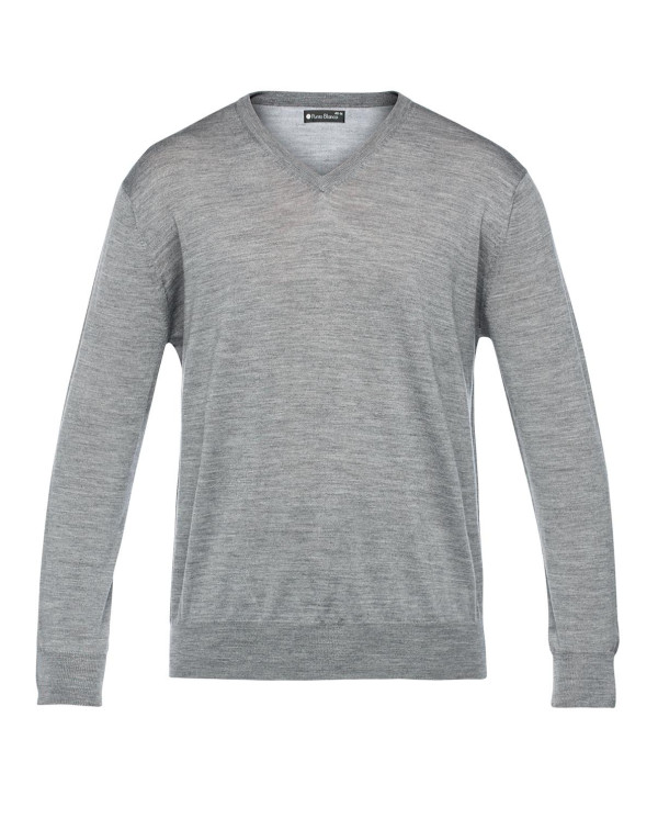 Pull cachemire Couleur Gris - 1