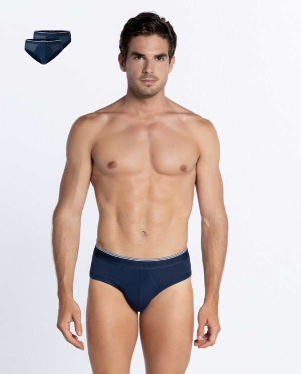 Pack of 2 Briefs, Bamboo Color Navy - 1