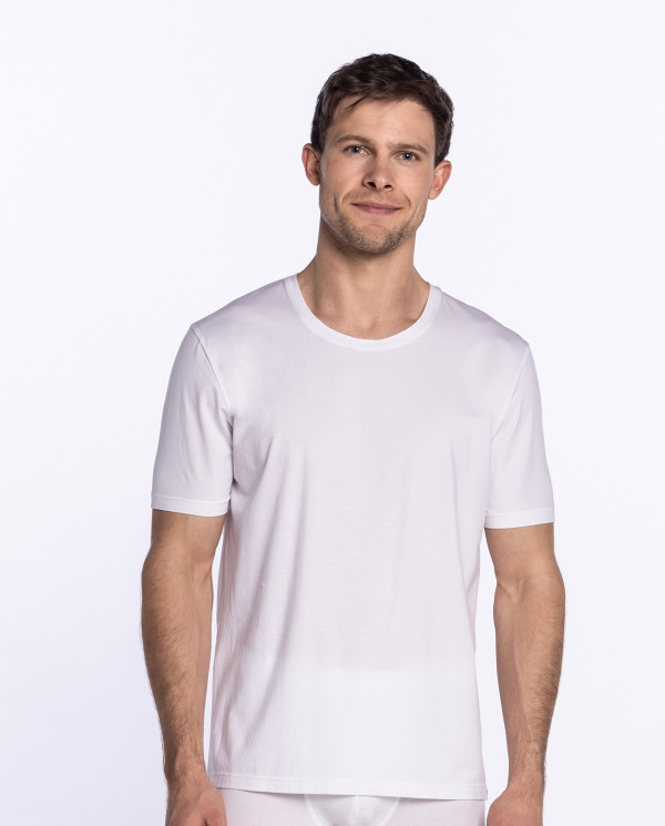 Short-sleeve t-shirt mercerised cotton, Fil d'Écosse Color White - 1