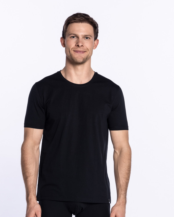 Short-sleeve t-shirt mercerised cotton, Fil d'Écosse Color Black - 1