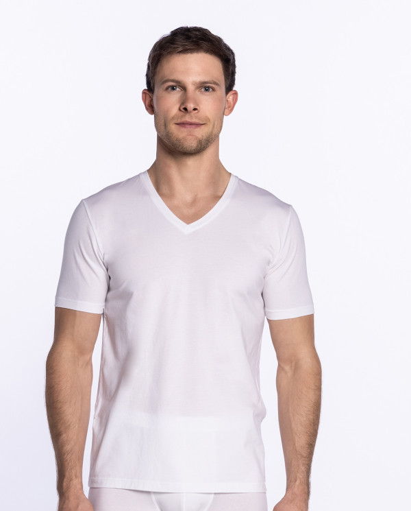 Short-sleeve t-shirt mercerised cotton, Fil d'Écosse Color White - 1