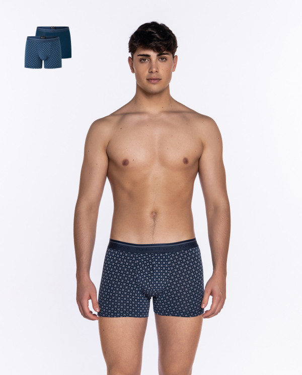 Lot de 2 boxers en coton et modal, Indigo Couleur Bleu - 1