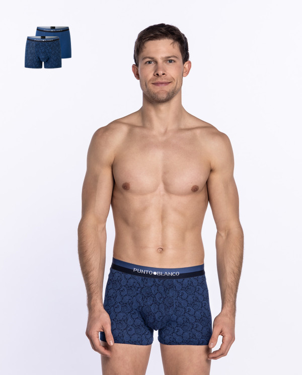 Pack of 2 modal and cotton boxers, Icy Color Navy - 1