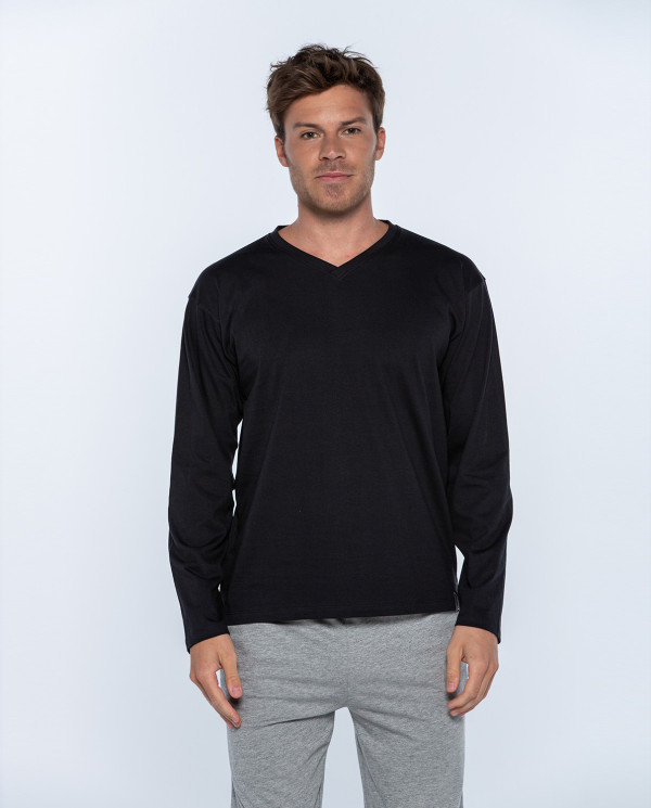 Long-sleeved T-shirt, Basix Color Black - 1