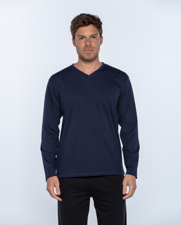 Long-sleeved T-shirt, Basix Color Blue - 1