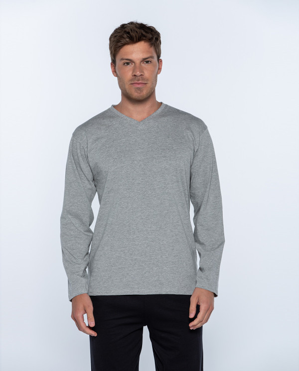 Long-sleeved T-shirt, Basix Color Grey - 1