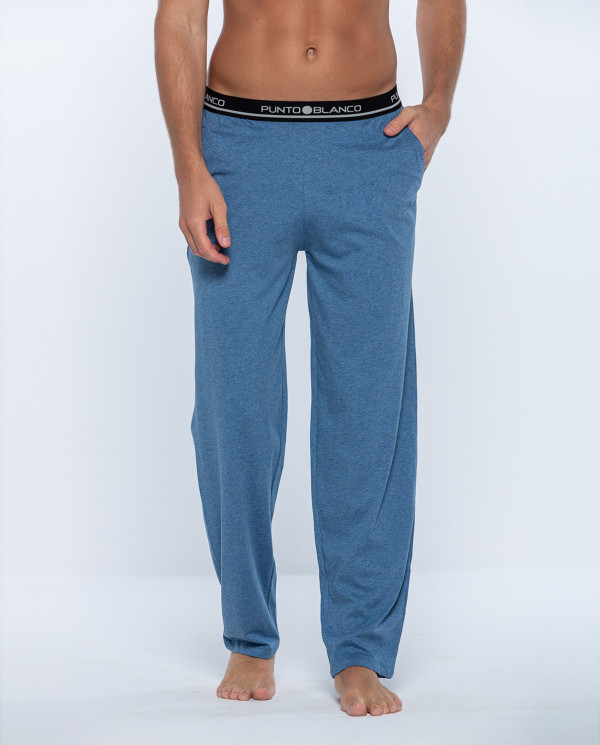 Pantalon long ceinture bande élastique, Basix Couleur Bleu - 1