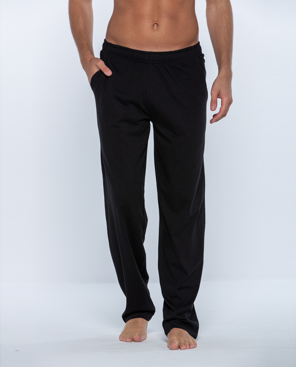 Long plain fabric pants, Basix Color Black - 1