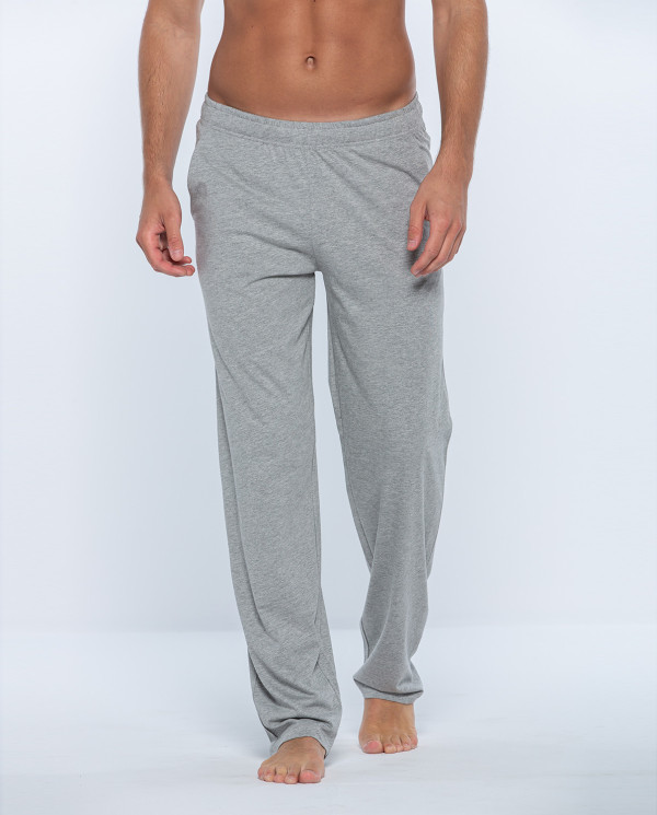 Long plain fabric pants, Basix Color Grey - 1