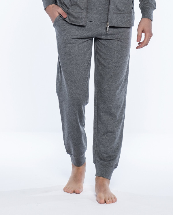 Pantalón largo con puño, Loungewear Color Gris - 1