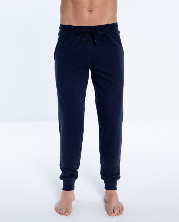 Pantalon long en molleton de coton, Basix Couleur Bleu - 1