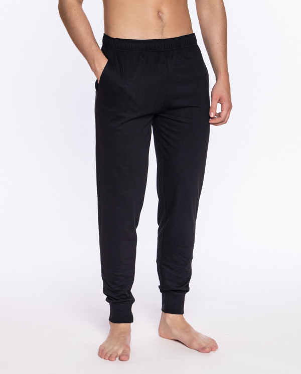 Pantalon long avec revers, Basix Couleur Noir - 1