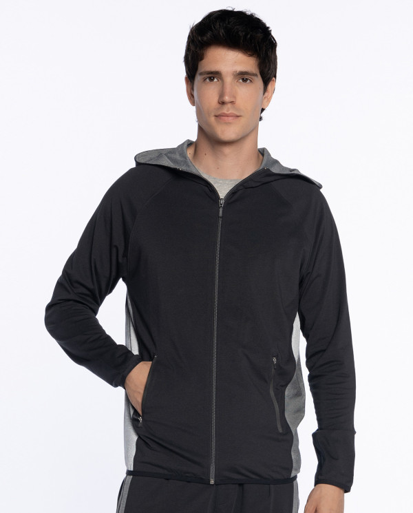 Chaqueta súper ligera, con capucha, Loungewear Color Negro - 1