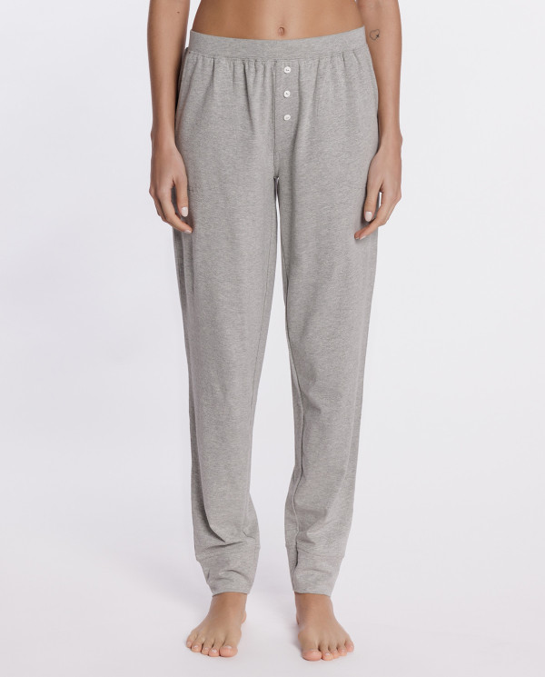 Pantalon long en coton avec revers, Basix Couleur Gris - 1