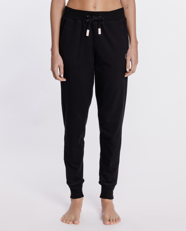 Pantalón largo de felpa, Loungewear Color Negro - 1