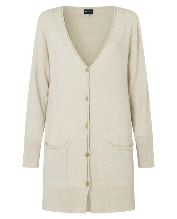 Veste loungewear en laine à maille simple Couleur Beige - 1