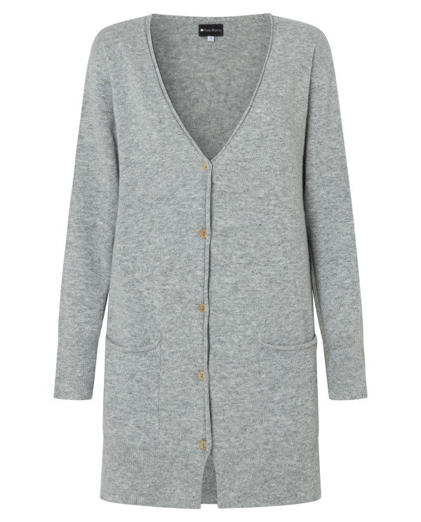 Veste loungewear en laine à maille simple Couleur Gris - 1