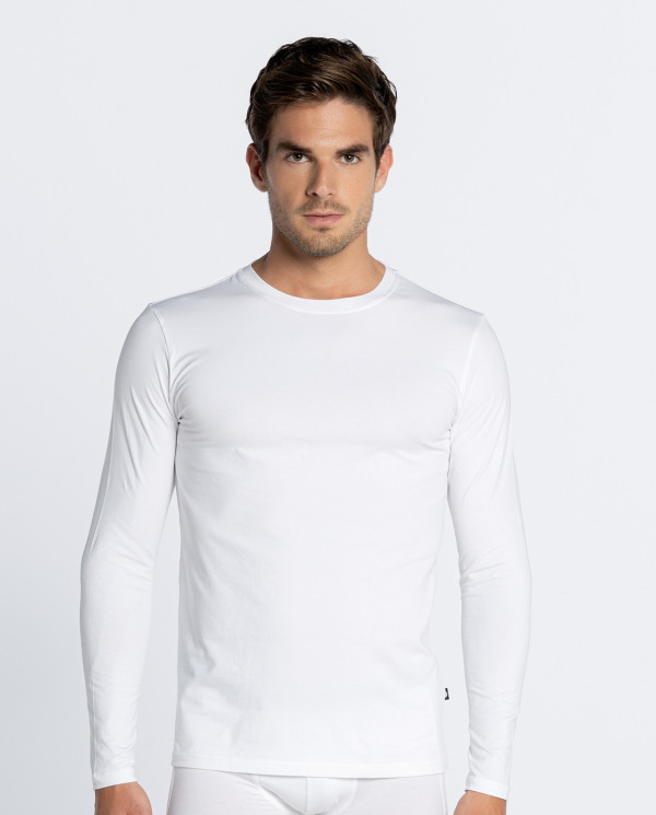 T-shirt Basix à manches longues Couleur Blanc - 1